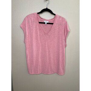 Jessica Simpson Womens Pink V-Neck Short Sleeve Lightweight Top XL viscose